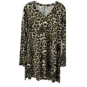 Leopard Print Velvet Long Sleeve Mini Dress Medium
